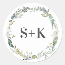 Grünes Blattblatt Hochzeitsticker Runder Aufkleber