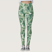 Grünes Blätter-Muster Leggings (Vorderseite)