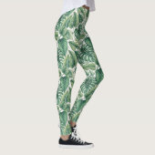 Grünes Blätter-Muster Leggings (Rechts)