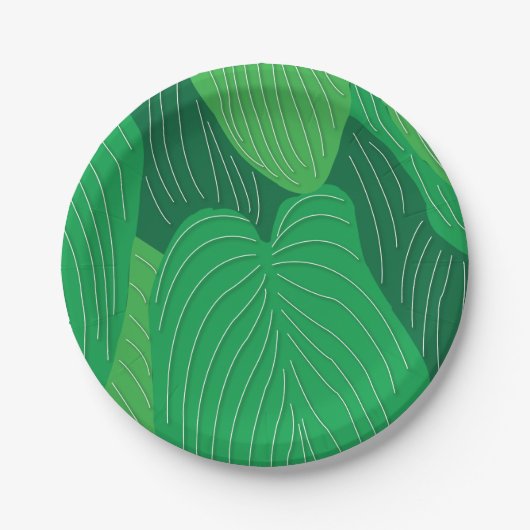 Grünes Blätter Muster Party Pappteller (Vorderseite)