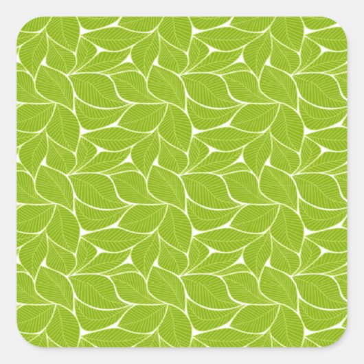 Grünes Blätter Quadratischer Aufkleber (Vorderseite)