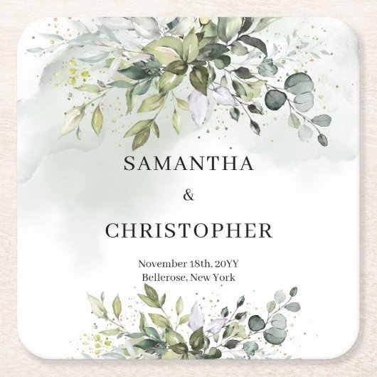 Grünes Blattgold von Boho eucalyptus Rechteckiger Pappuntersetzer (Vorderseite)