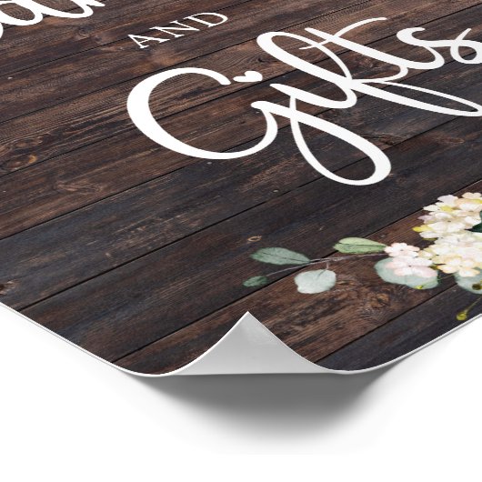 Grünes Blattholz rustikale Karten und Geschenkzeic Poster (Ecke)