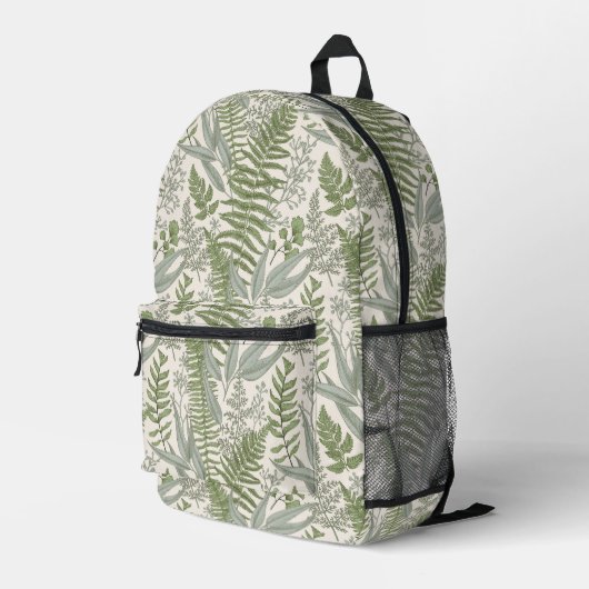 Grünes Blattmuster Bedruckter Rucksack (Rückseitige Ecke Rechts)