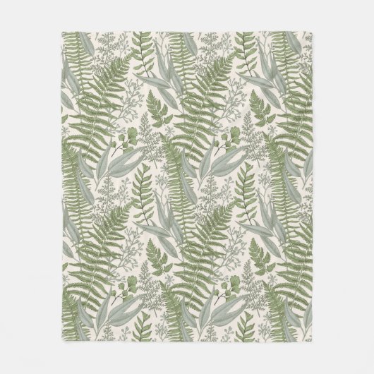 Grünes Blattmuster Fleecedecke (Vorderseite)