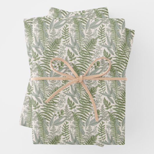 Grünes Blattmuster Geschenkpapier Set (Beispiel)