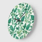 Grünes Blattmuster Große Wanduhr (Winkel)