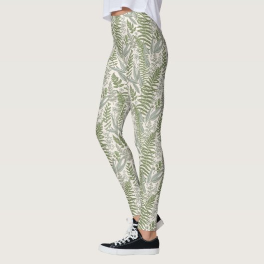 Grünes Blattmuster Leggings (Links)