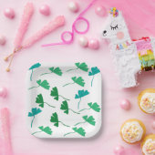 Grünes Blattmuster-Papierteller | Elegante Botanic Pappteller (Party)