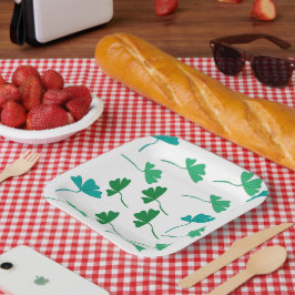 Grünes Blattmuster-Papierteller | Elegante Botanic Pappteller