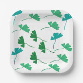 Grünes Blattmuster-Papierteller | Elegante Botanic Pappteller (Vorderseite)
