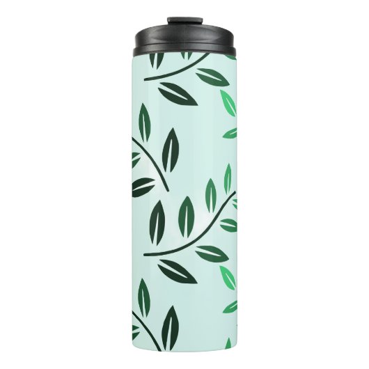 Grünes Blattmuster-Reisemug | Minimal Botanisch Thermosbecher (Vorderseite)