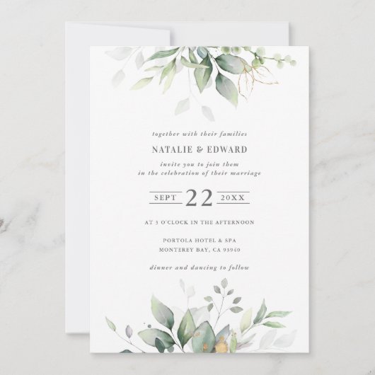 grünes Blattwerk mit Wasserfarbe (Vorderseite)