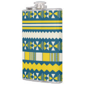 Grünes Blau Traditionelles Stammmuster Flachmann (Links)