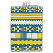 Grünes Blau Traditionelles Stammmuster Flachmann (Rückseite)