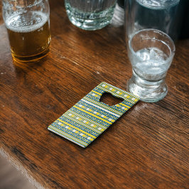 Grünes Blau Traditionelles Stammmuster Geldbeutel Flaschenöffner