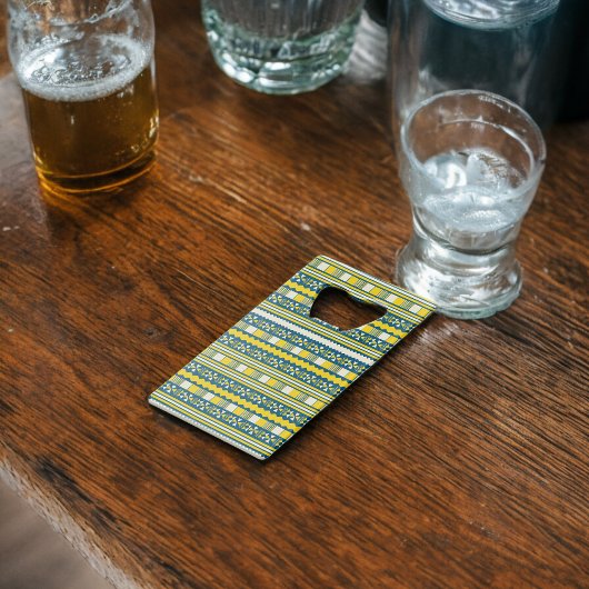 Grünes Blau Traditionelles Stammmuster Geldbeutel Flaschenöffner