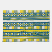 Grünes Blau Traditionelles Stammmuster Geschirrtuch (Horizontal)