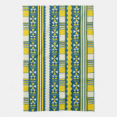 Grünes Blau Traditionelles Stammmuster Geschirrtuch (Vertikal)