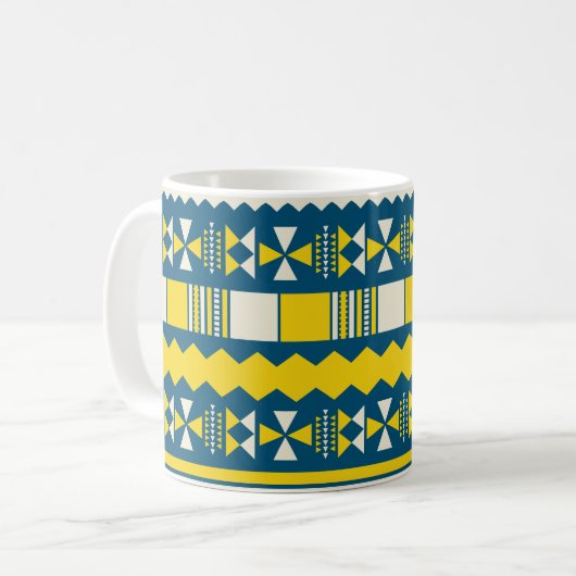 Grünes Blau Traditionelles Stammmuster Kaffeetasse (Vorderseite Links)