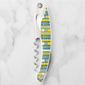 Grünes Blau Traditionelles Stammmuster Kellnermesser (Vorderseite)