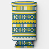 Grünes Blau Traditionelles Stammmuster Selters Dosenkühler (Vorderseite)