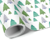 Grünes blaues Baumkronengeflecht-Muster Geschenkpapier (Rolleneckpunkt)