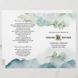 Grünes blaues Berry Branch Watercolor Hochzeitspro