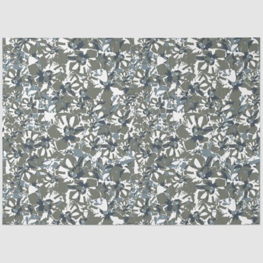 Grünes blaues Blütenmuster Seidenpapier (Vorderseite)