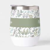 Grünes Blaues Botanisches Wasserfarben-Monogramm N (Rechts)