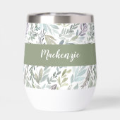 Grünes Blaues Botanisches Wasserfarben-Monogramm N (Rückseite)
