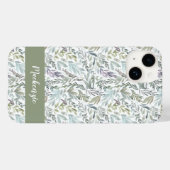 Grünes Blaues Botanisches Wasserfarben-Monogramm N Case-Mate iPhone Hülle (Rückseite (Horizontal))