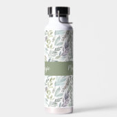 Grünes Blaues Botanisches Wasserfarben-Monogramm N Trinkflasche (Links)