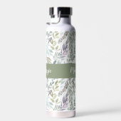 Grünes Blaues Botanisches Wasserfarben-Monogramm N Trinkflasche (Rechts)