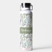 Grünes Blaues Botanisches Wasserfarben-Monogramm N Trinkflasche (Rückseite)