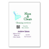 Grünes blaues gitter sauberes Mopp Name q r b Tischnummer (Rückseite)