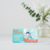 grünes blaues Orange Haus Reinigung Visitenkarte (Stehend Vorderseite)