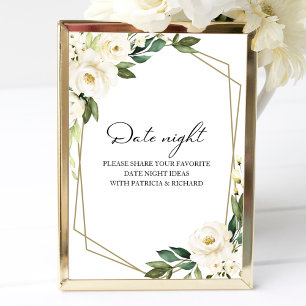 Grünes Blumen-Hochzeitsdusche-Date-Night-Glas-Schi Poster