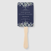 Grünes Blumen Hochzeitsprogramm in Marineblau Fächer (Vorderseite)
