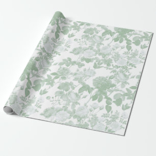 Grünes Blumen-Rosen-Französisches Chinoiserie-Must Geschenkpapier