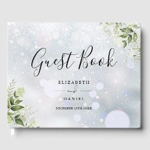 Grünes Blumen-Skript Winterhochzeit Gästebuch