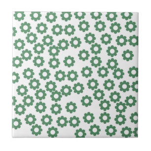 Grünes Blumen Y2K-Muster Fliese