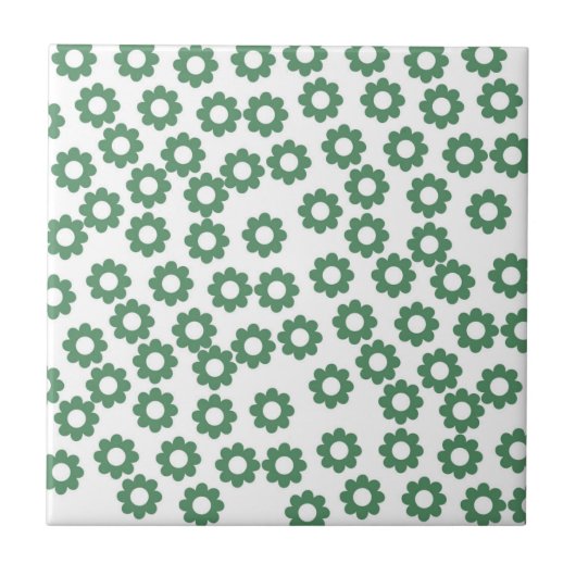 Grünes Blumen Y2K-Muster Fliese (Vorderseite)