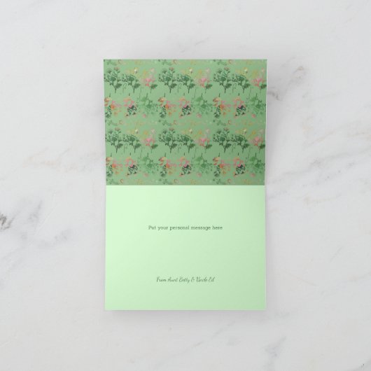 Grünes Blumendenken Dankeskarte (Innenseite)