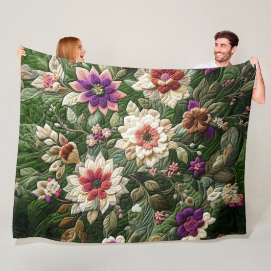 Grünes Blumendesign Fleecedecke (Beispiel)