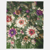 Grünes Blumendesign Fleecedecke (Vorderseite)