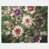 Grünes Blumendesign Fleecedecke (Vorderseite (Horizontal))