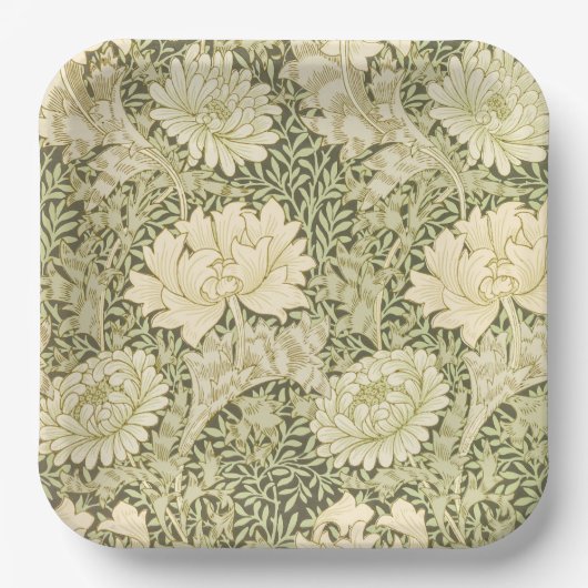 Grünes Blumendesign von Wm Morris Pappteller (Vorderseite)