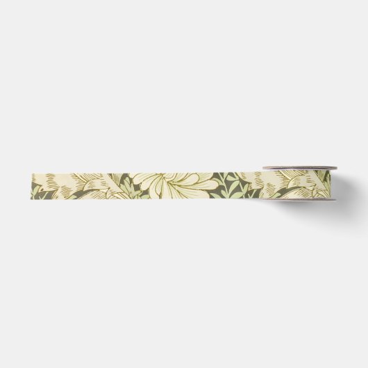 Grünes Blumendesign von Wm Morris Satinband (Vorderseite)
