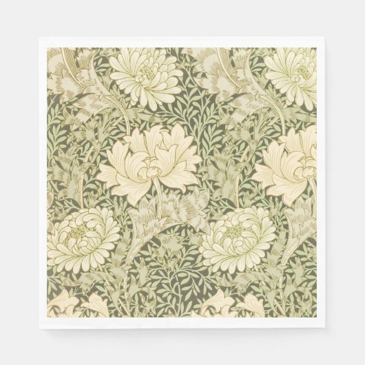 Grünes Blumendesign von Wm Morris Serviette (Vorderseite)